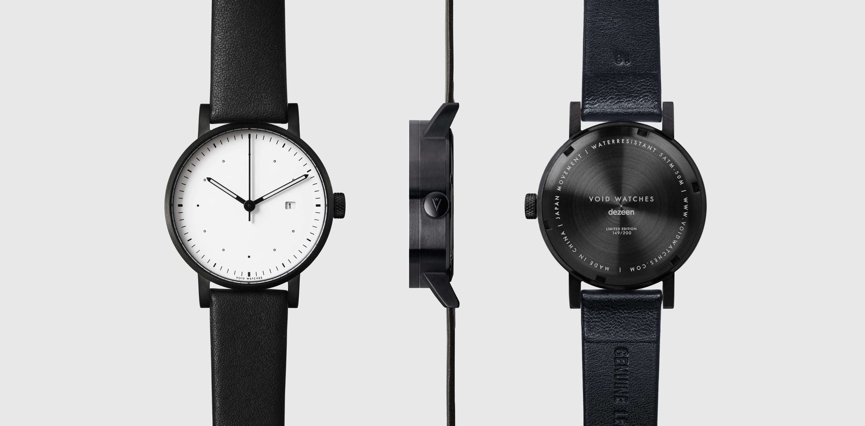The monochromatic V03D Dezeen watch by David Ericsson and Patrick Kim Gustafson for VOID Watches