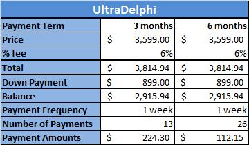 Ultra Delphi Payment Plan 