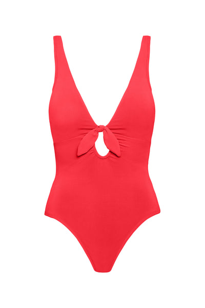 Robin Piccone Women's Ava Knot Plunge One Piece Swimsuit