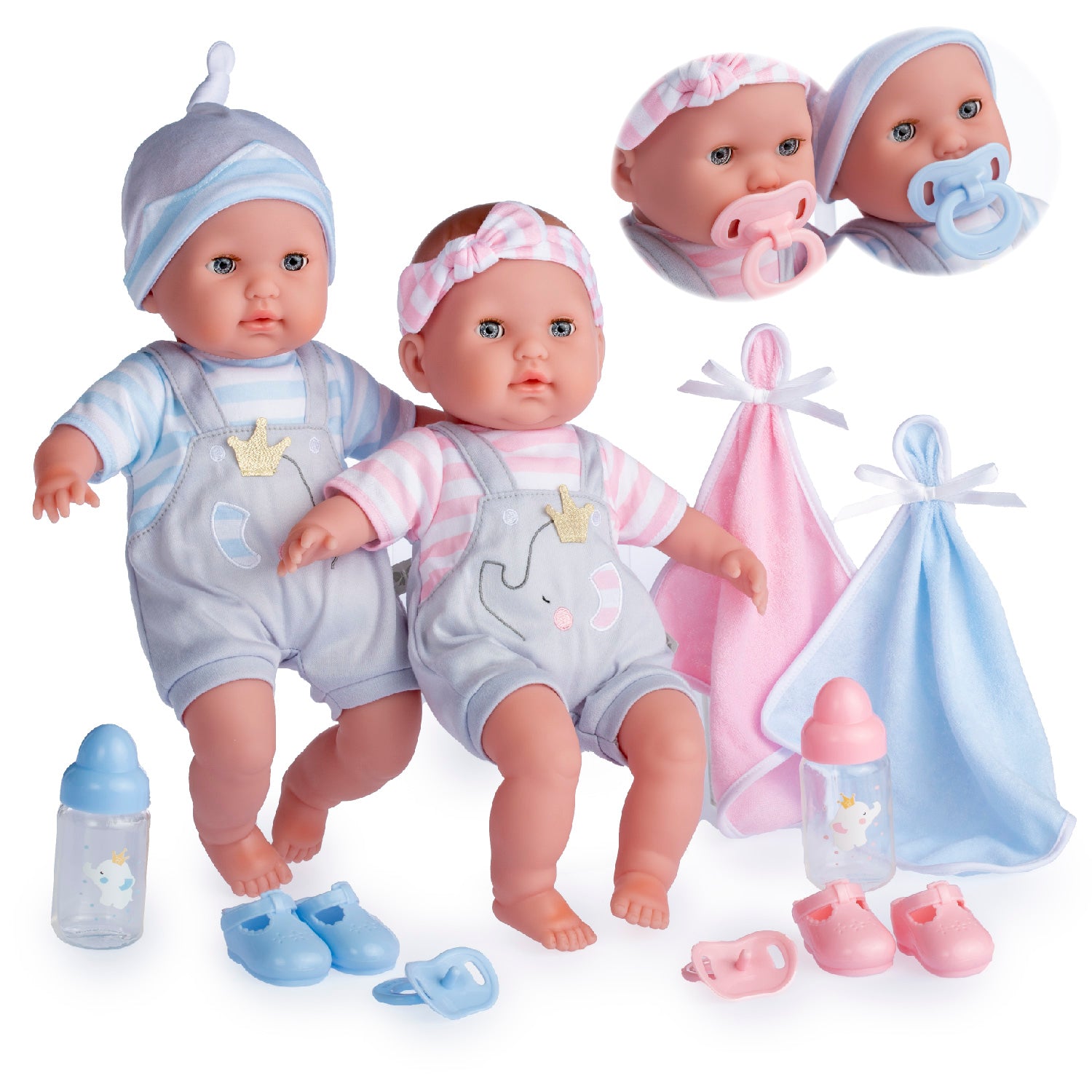 JC Toys 15" Twin Baby Dolls Life Like Real Adorable Boy Girl Gift Dolls For Kids 