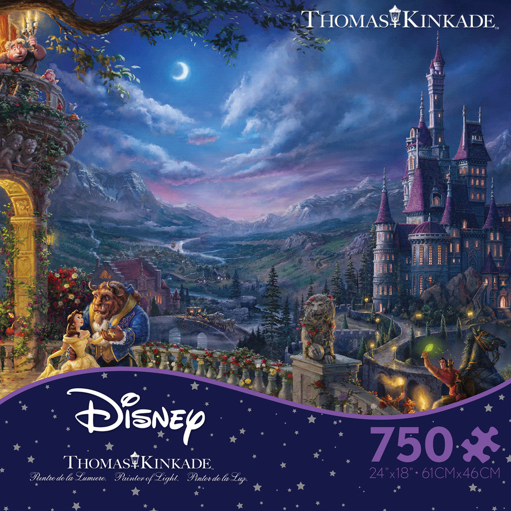 Disney Beauty & The Beast Falling In Love Thomas Kinkade 750 Piece Jigsaw Puzzle 