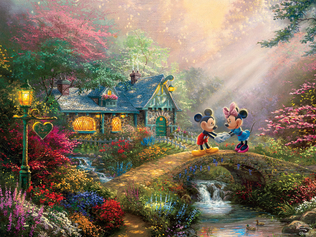 Thomas Kinkade Disney - Mickey and Minnie Sweetheart Bridge - 750 Piece  Puzzle