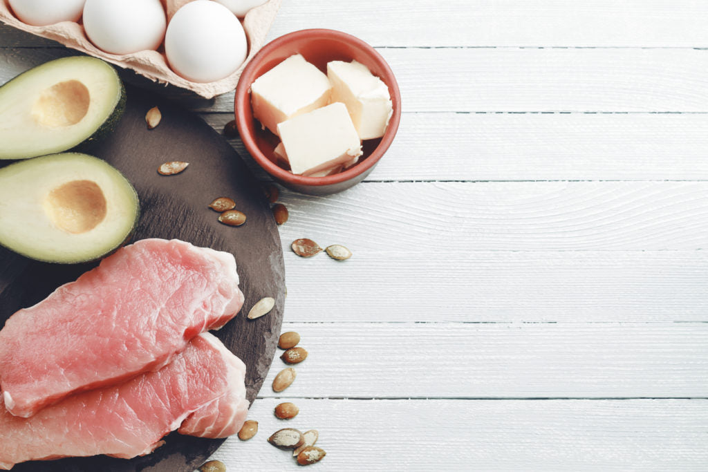 Plate of food showing good fats and proteins