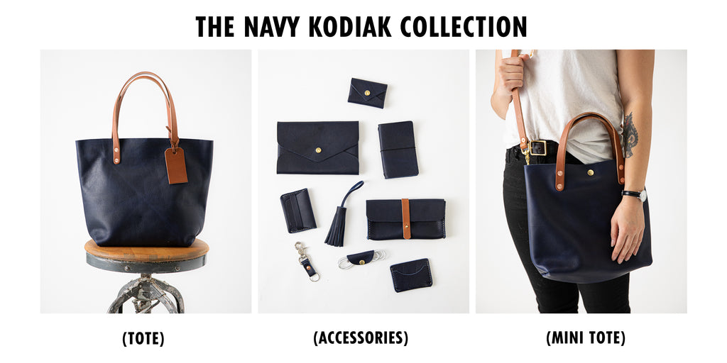 Navy Kodiak Leather collection at KMM & Co.