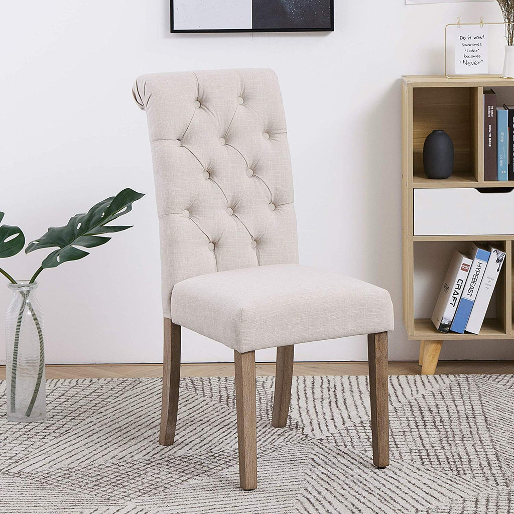 High Back Tufted Parsons Upholstered Padded Dining Room Chairs Side So