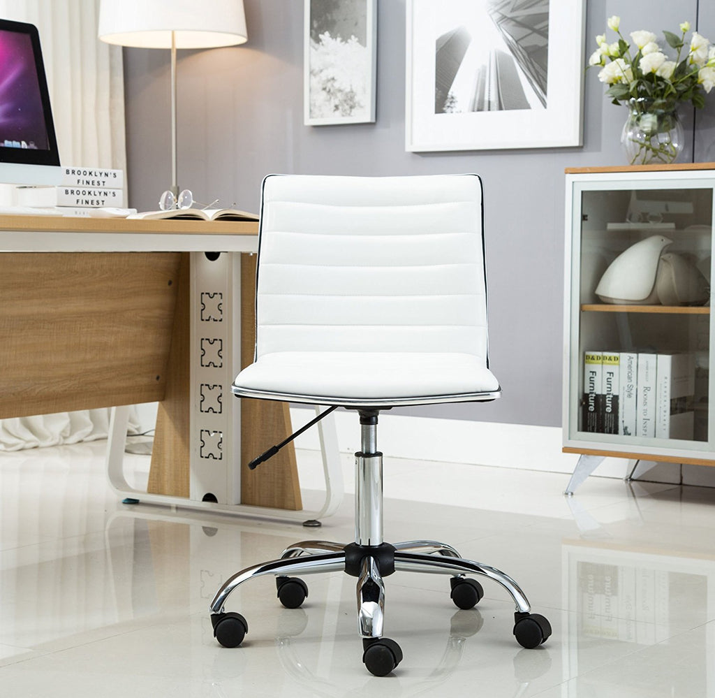 Details about   BTEXPERT Swivel Mid Back Home Office Adjustable Arm Chair Chrome Base PU Leather 