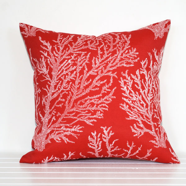 Red And White Coral Indoor Outdoor Cushion Cover Lauren Unlimited