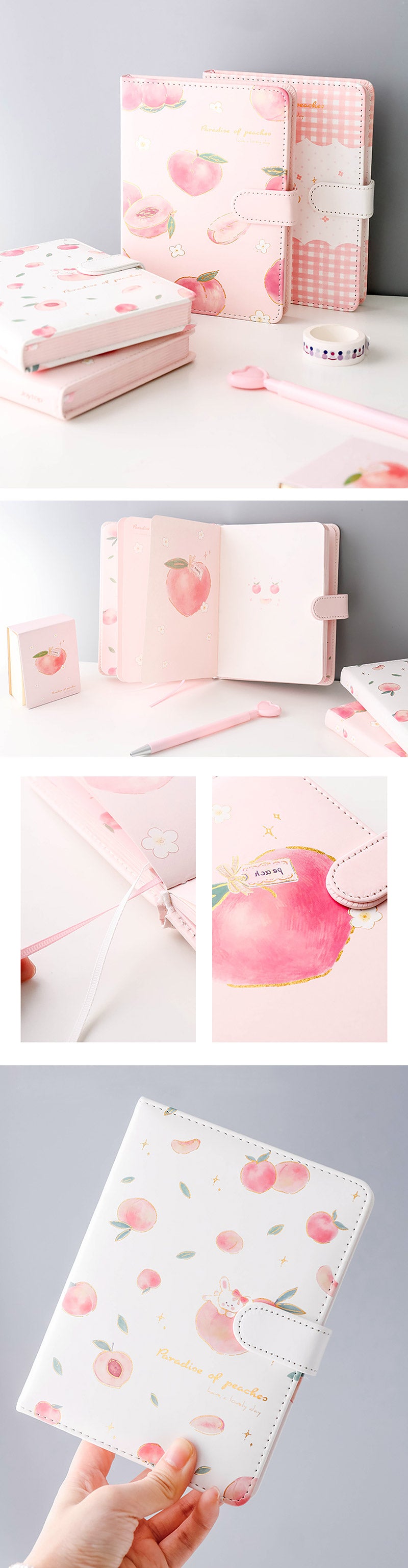 A5 A6 Peach Pink Personal Journal Notebook - Detail