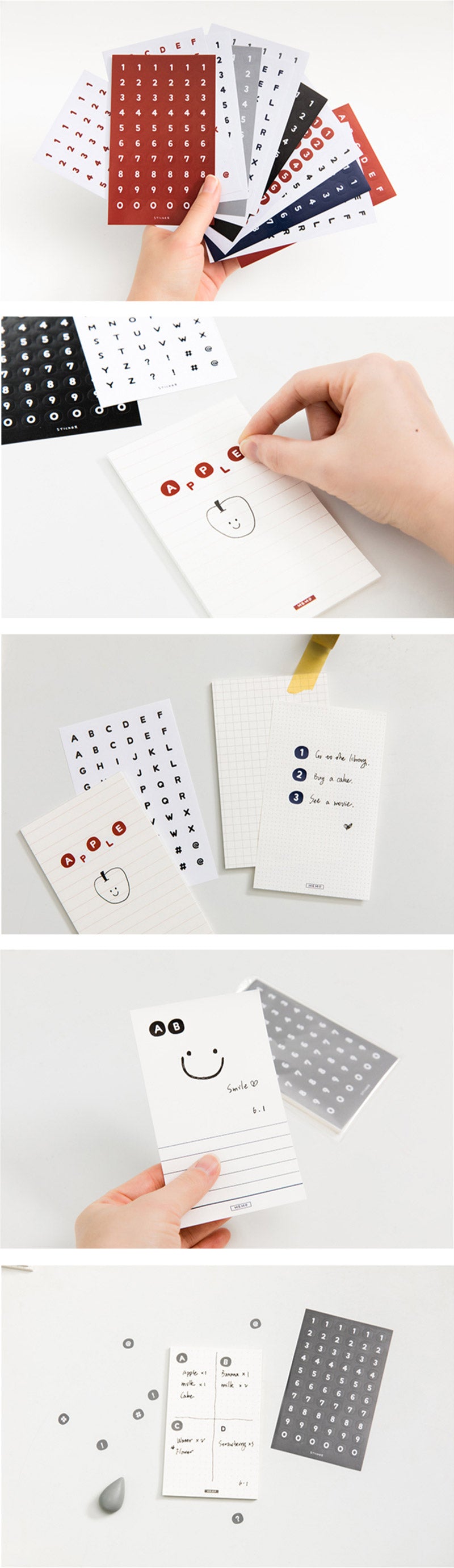 Alphabets and Numbers Sticker Note Set - Detail