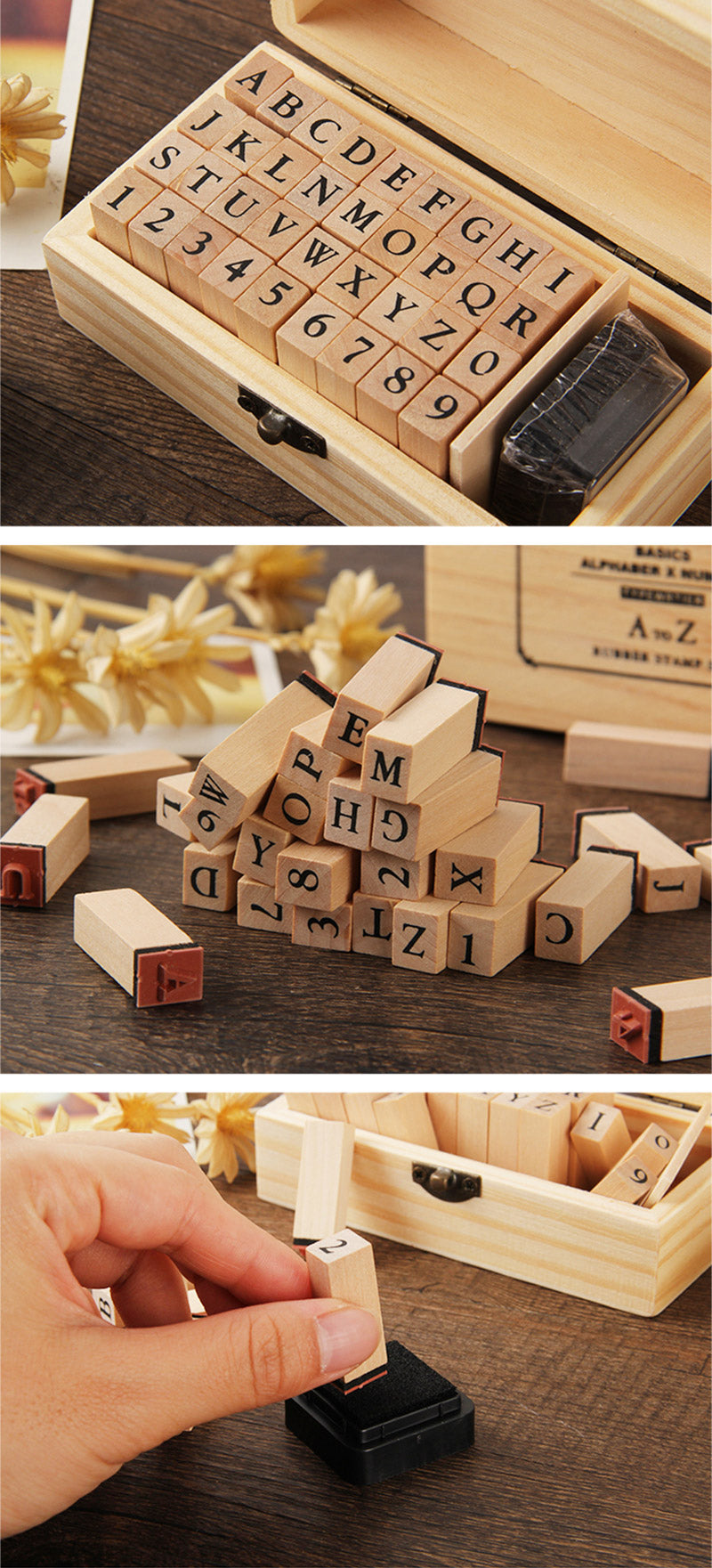 Capital Alphabet Wooden Stamp Set - Detail