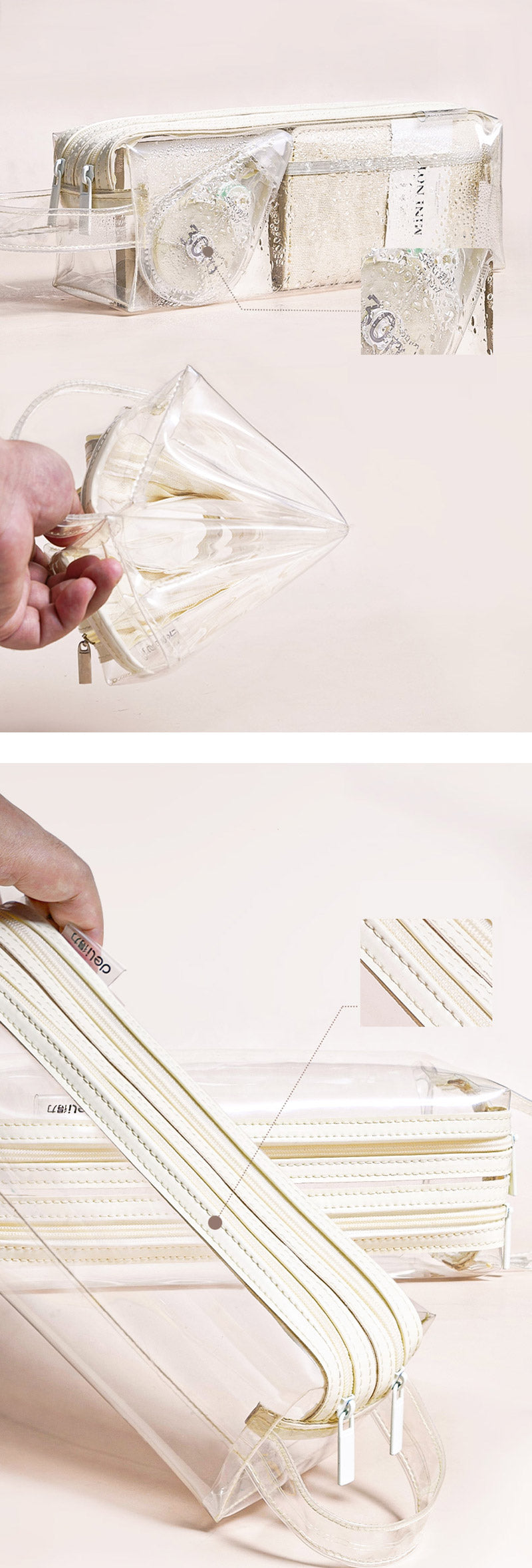 Clear Double Zippers Rectangular Pencil Case