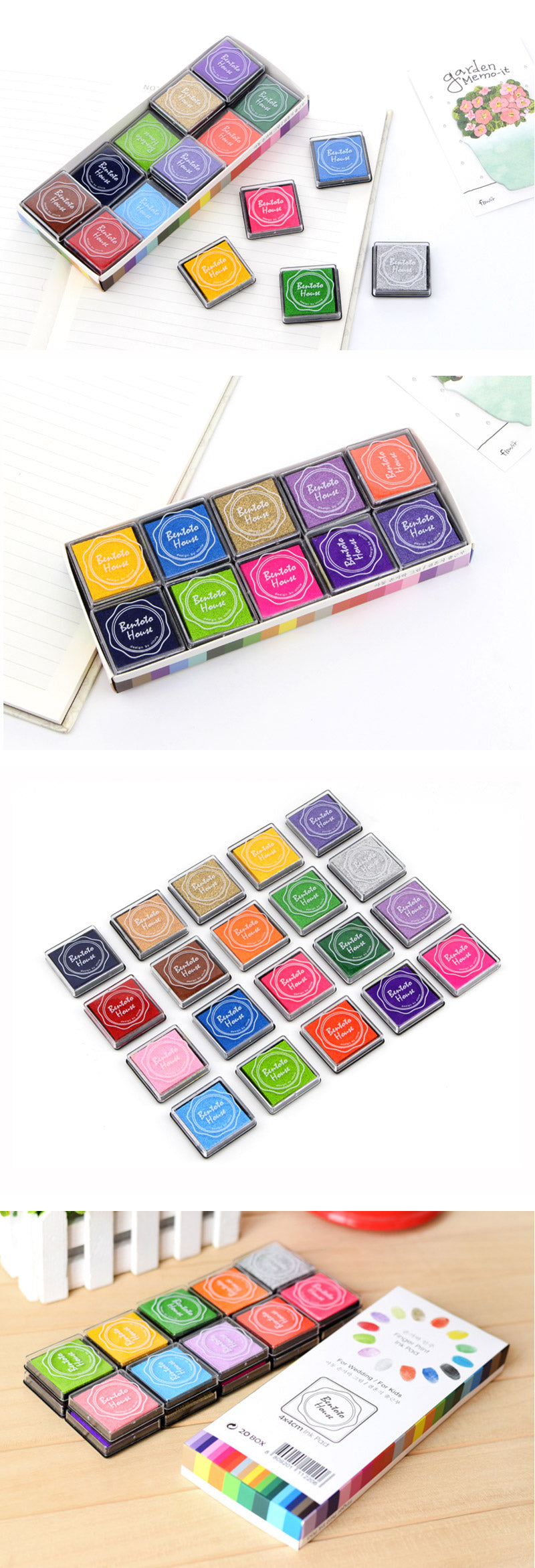 Colorful Multipurpose Stamp Ink Pad 20 Colors Set - Detail