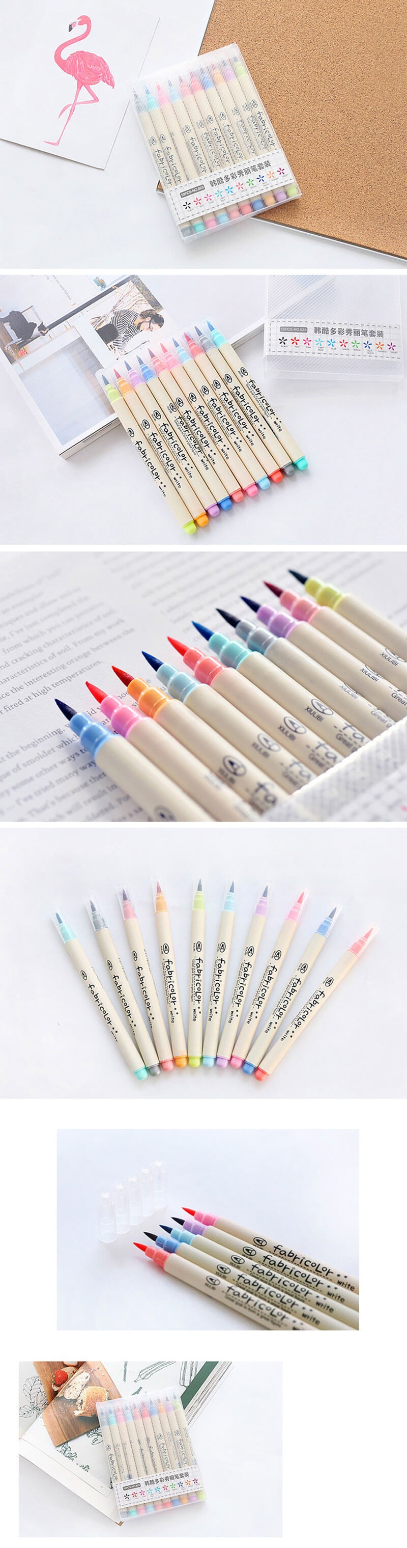 Fabricolor Brush Marker Pen 10 Pcs Colors Set - Detail