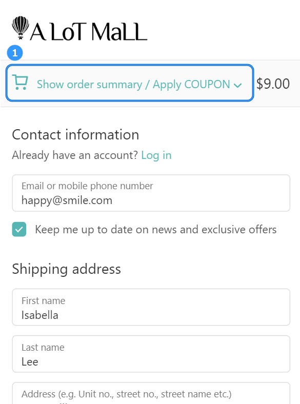 How to apply discount code 1
