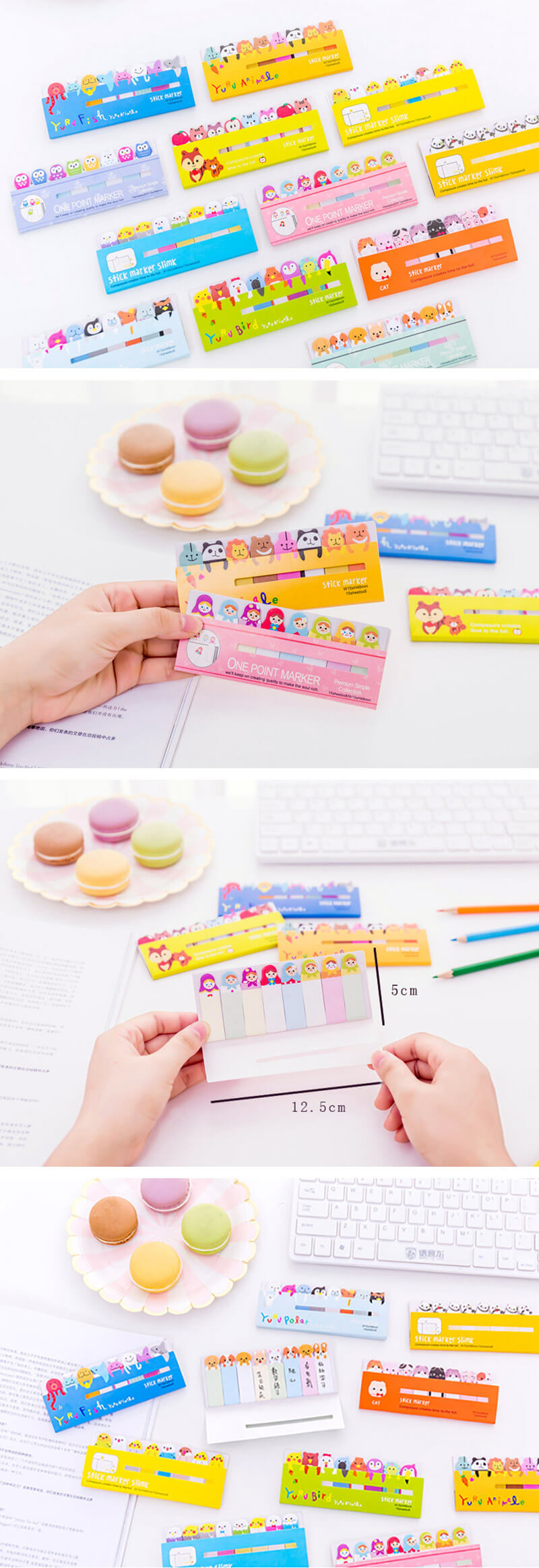Kawaii Colorful Animal Bookmarks Paper Sticky Notes - Detail
