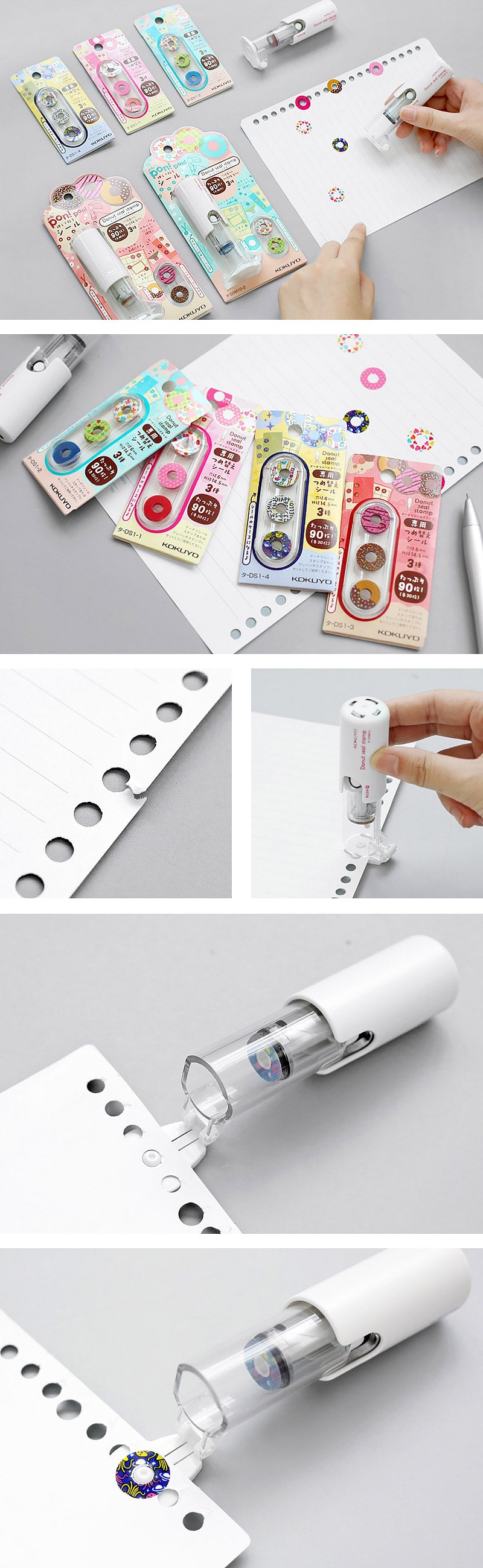 KOKUYO One-Patch Donut Seal Stamp Punched Hole Reinforcer and Sticker