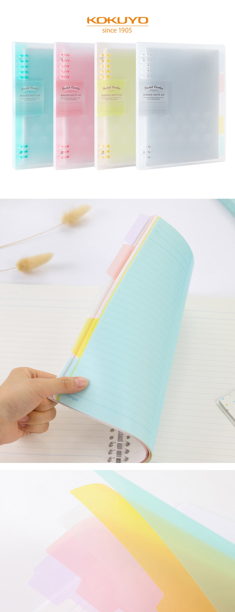 Kokuyo Pastel Cookie Binder Note A5/B5/A4 - Detail