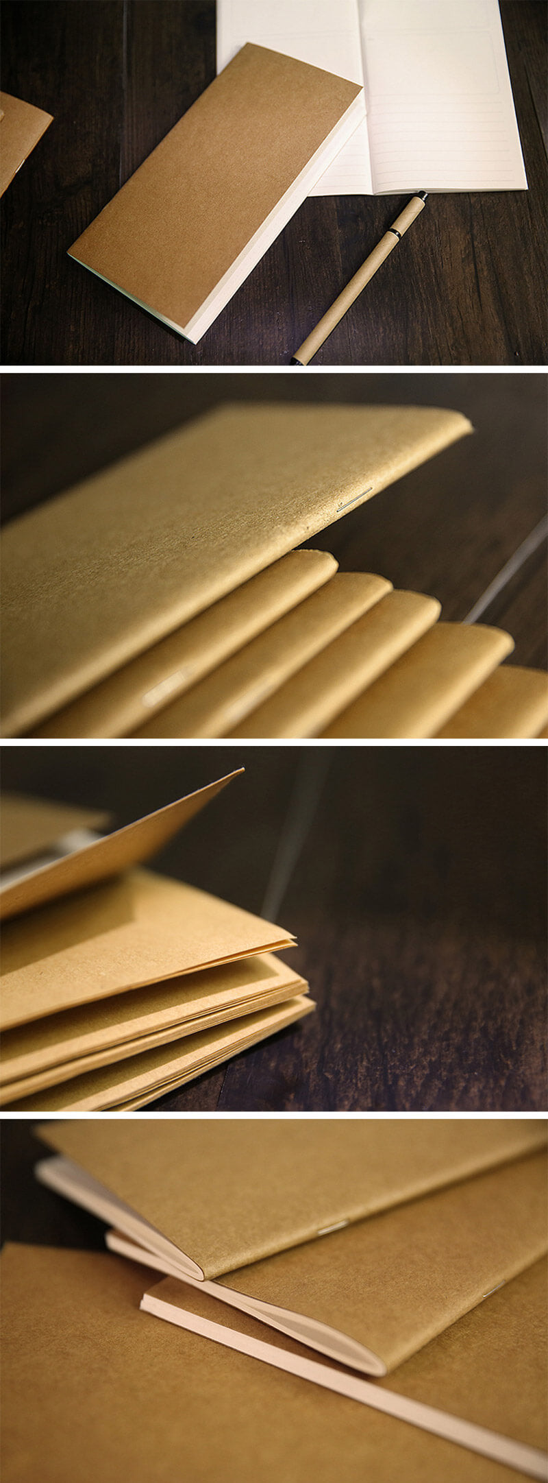 Kraft Paper Travel Planner Notebook Dotted Lined Grid Blank - Detail