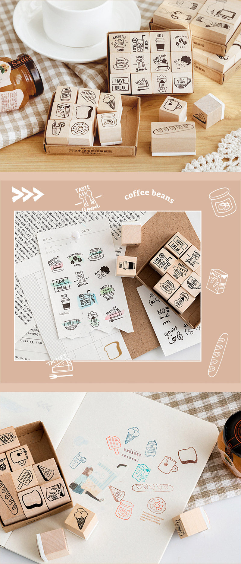 Life Style Wooden Stamp Set - Detail