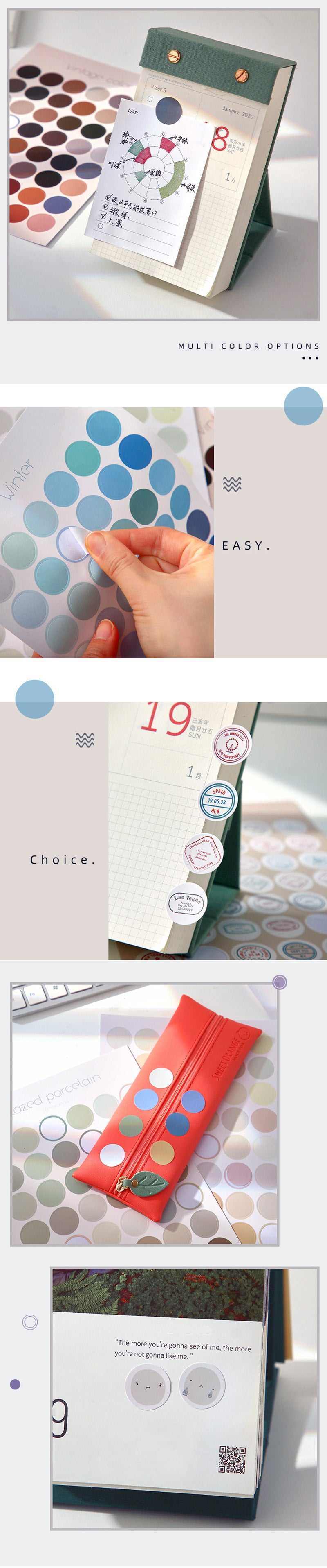 Morandi Color Polka Dot Stickers - Detail