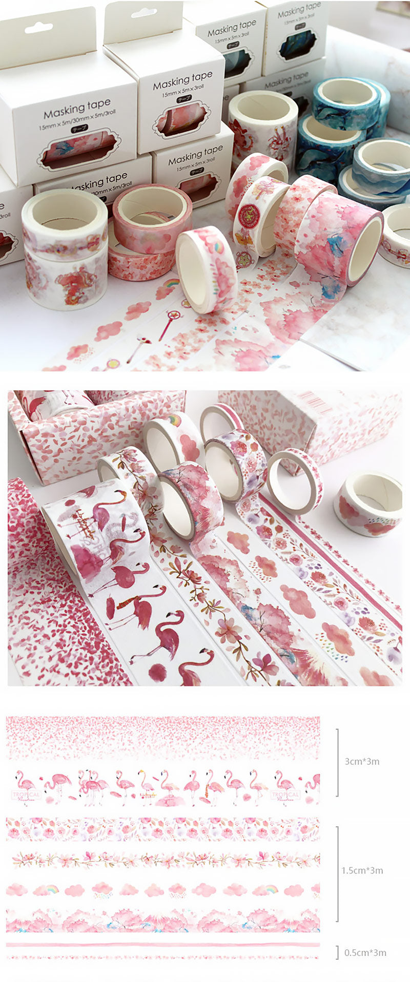 Pastel Watercolor Washi Tape Box Set - Detail