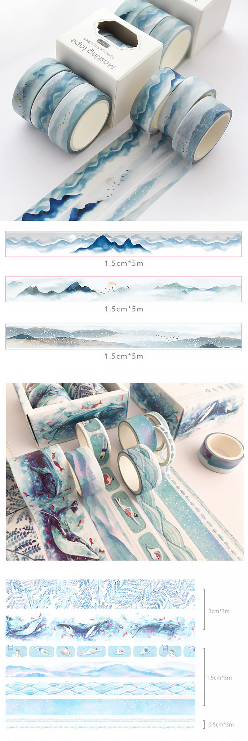 Pastel Watercolor Washi Tape Box Set - Overview