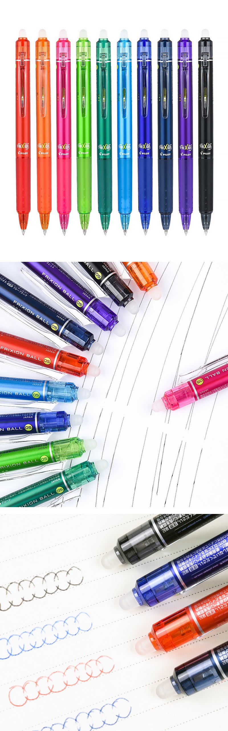 Pilot FriXion Ball Knock Erasable Gel Pen 0.5mm 10 Colors - Detail