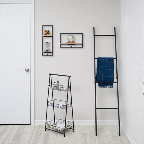 entryway - ladder rack and a-frame shelf