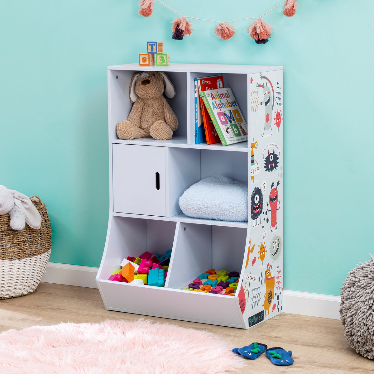 6 cubby 3 shelf toy organizer