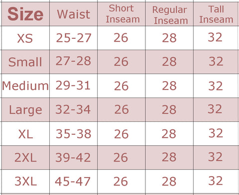 size chart long and short length