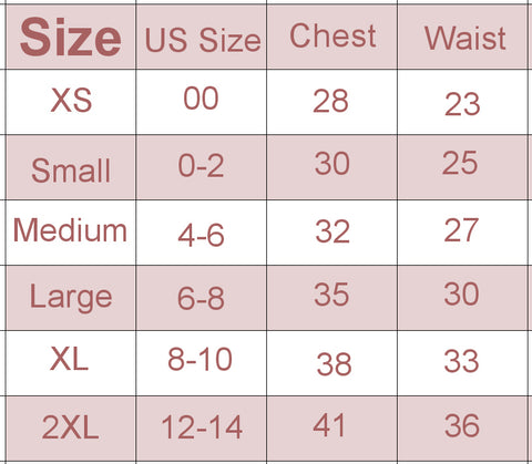 Plumeria t shirt size chart