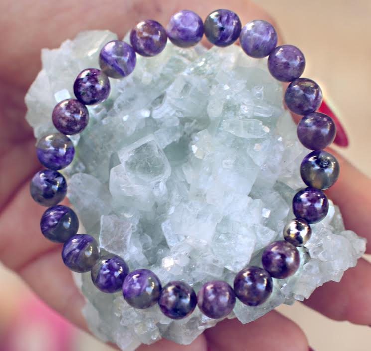 12mm Charoite Bracelet 01 Spiritual Crown Chakra Healing Crystal Energy Gift Box