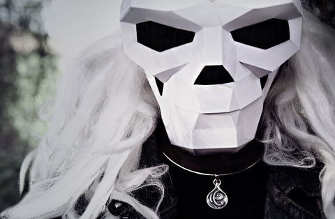 Halloween-spooky-white-skeleton-wintercroft-mask-annika-rutlin-designer-silver-jewellery