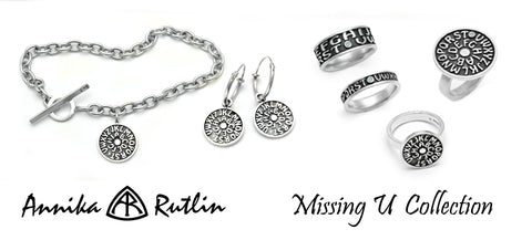 Annika Rutlin designer jewellery sentimental mssing u collection for Valentines gift