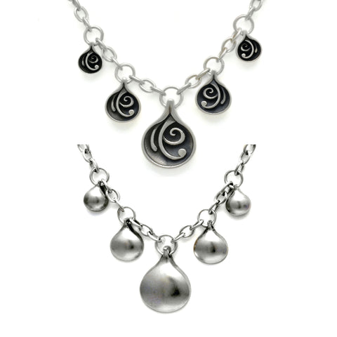 gorgeous decorative or plain option reversible teardrop solid silver unique jewellery