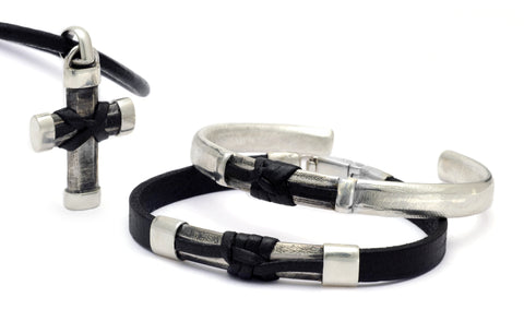 Inai knot of affection mens silver and leather designer jewelry by Annika Rutlin