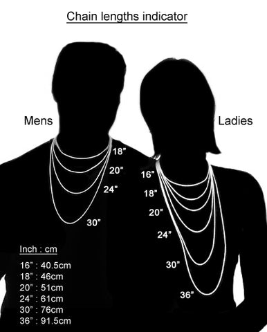 Handy jewellery chain length guide to illustrate where necklaces hang on the body