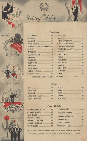 Cocktails NIO à la maison Old Fashioned: la carte des boissons Walford Astoria