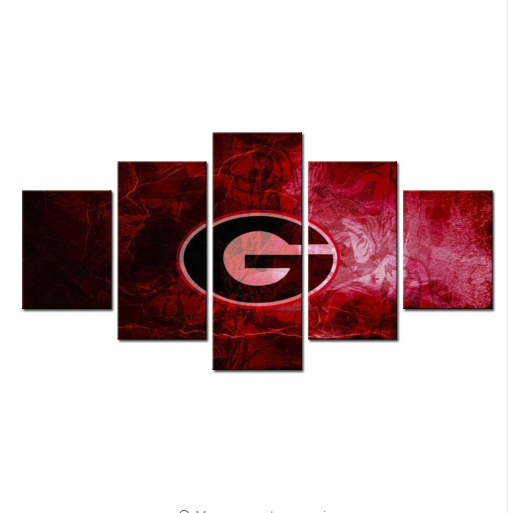 5 Piece Georgia Bulldogs Football Team Canvas Wall Art Paintings