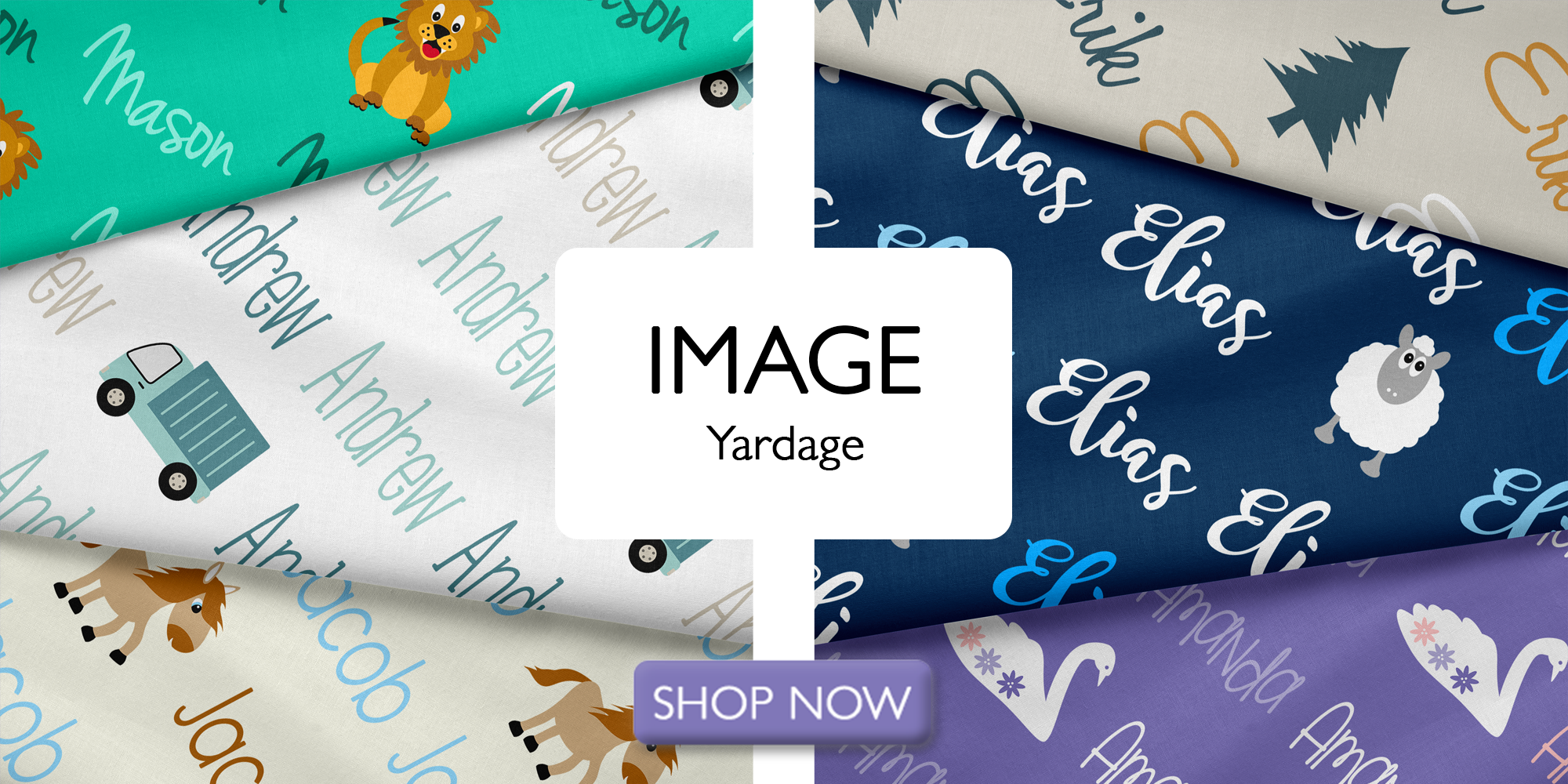 Diagonal Image Personalized Name Fabric
