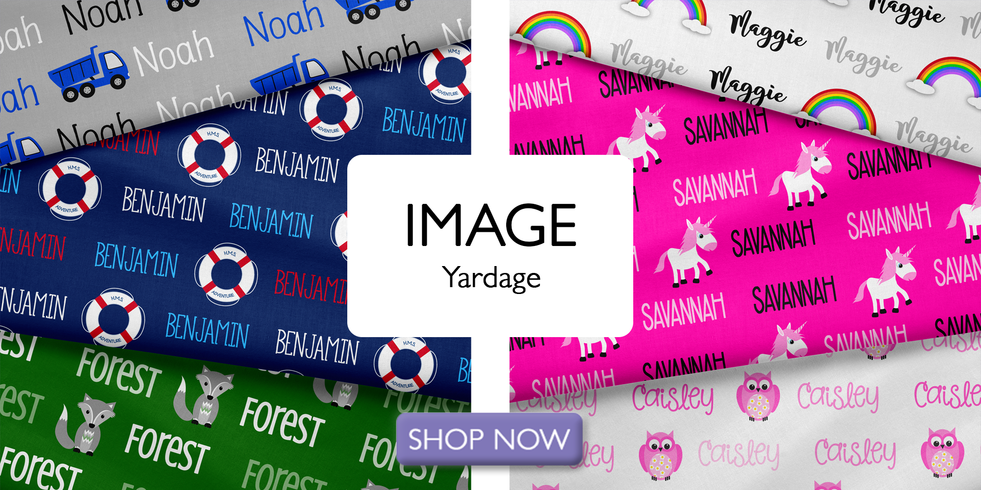 Horizontal Image Personalized Name Fabric