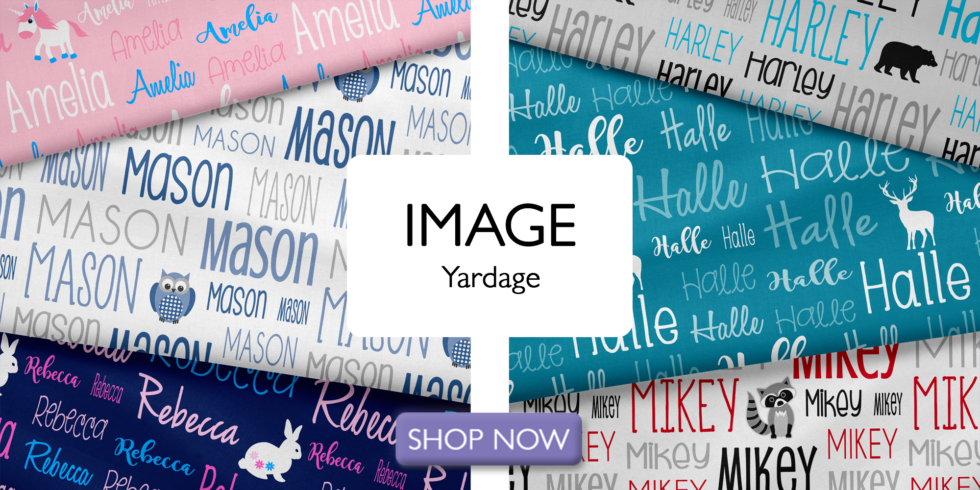 Typographic Image Personalized Name Fabric
