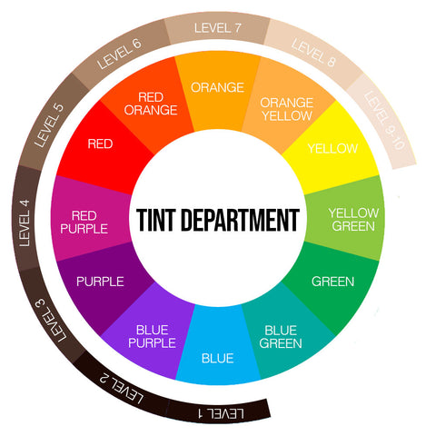 Tint Department Colour Wheel and Levels To Remove Brassiness From Hair