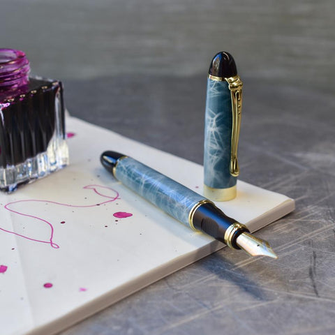 blue fountain pen