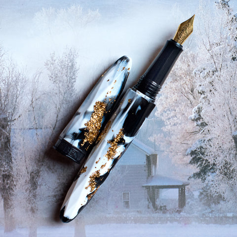 Pearl Benu Briolette Pen With Gold-Encrusted Flakes and Gold Nib