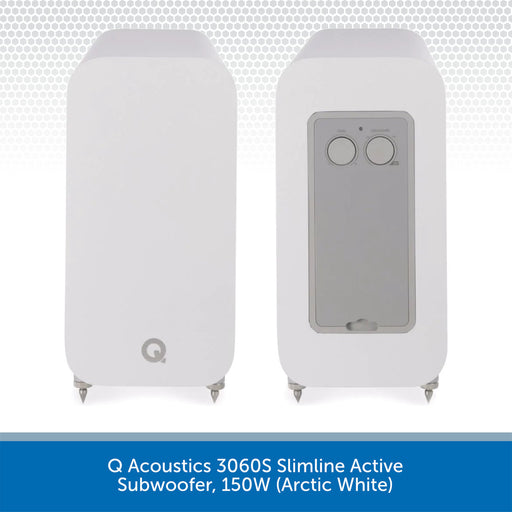 Q Acoustics 3060S Slimline Active Subwoofer, 150W (Arctic White)
