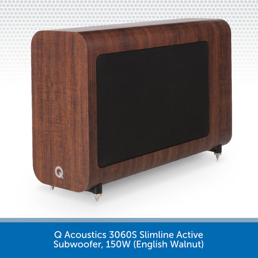 Q Acoustics 3060S Slimline Active Subwoofer, 150W (English Walnut)