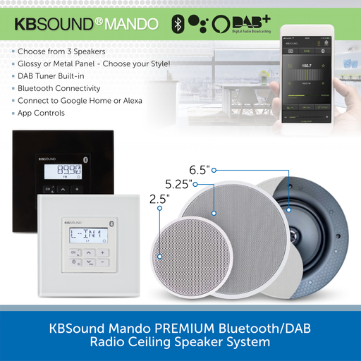 KBSound Mando PREMIUM Bluetooth/DAB Radio Ceiling Speaker SystemKBSound Mando PREMIUM Bluetooth/DAB Radio Ceiling Speaker System