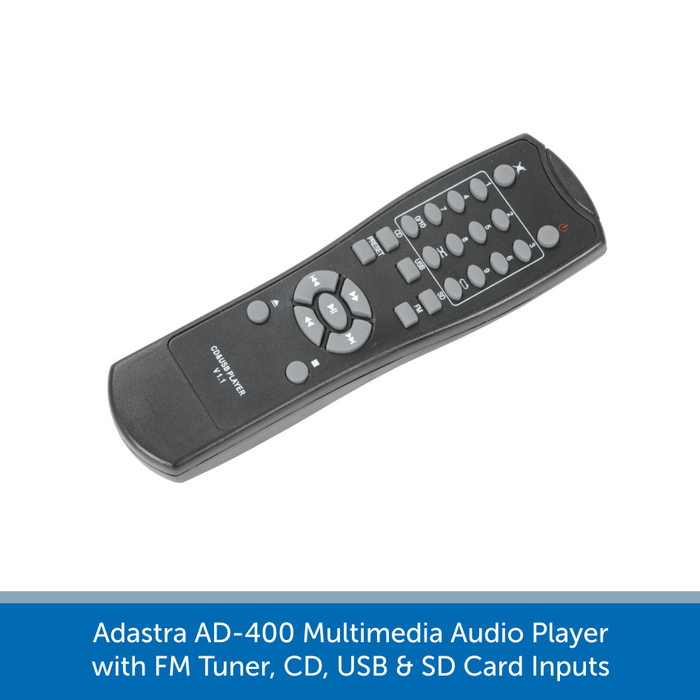 AD-400 is supplied with remote control and IR extender lead