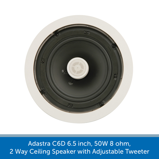 Adastra C6D 6.5 inch, 50W 8 ohm, 2 Way Ceiling Speaker with Adjustable Tweeter